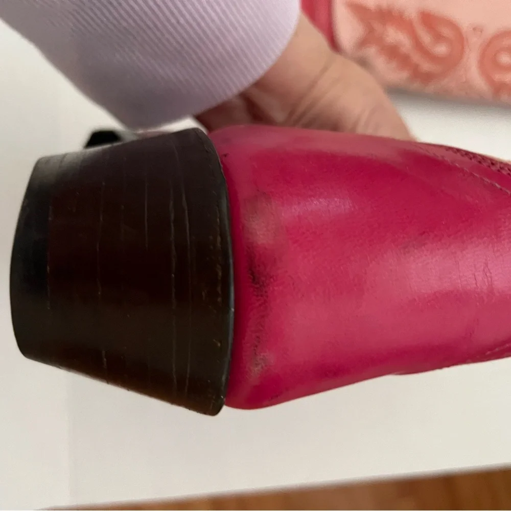 Lucchese Pink Embroidered Western CowgirlBoots - Picture 5 of 15